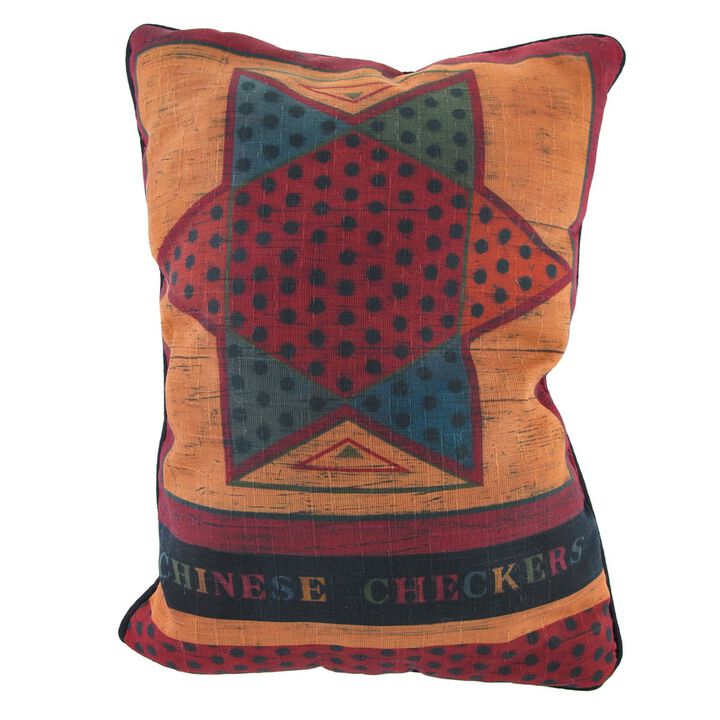 Checkerboard Chinese Checkers Decorative Throw Pillow 13inx18in