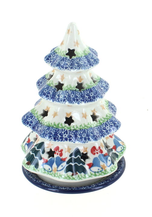 Blue Rose Polish Pottery Alyce Small Christmas Tree Luminary