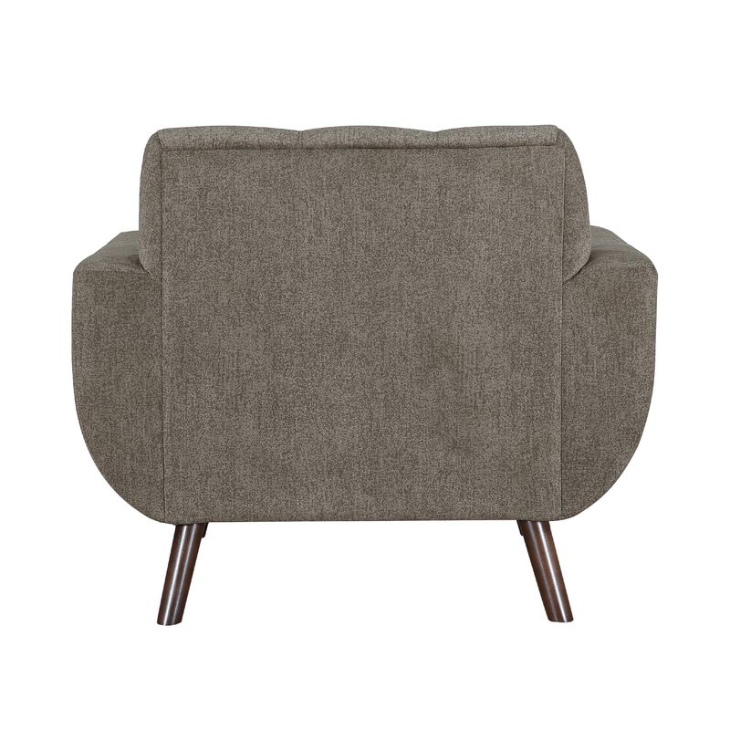 Jany Accent Chair, Tufted Brown Textured Microfiber, Walnut Tone