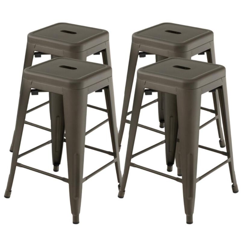 Hivvago 24 Inch Set of 4 Tolix Style Counter Height Barstool Stackable Chair