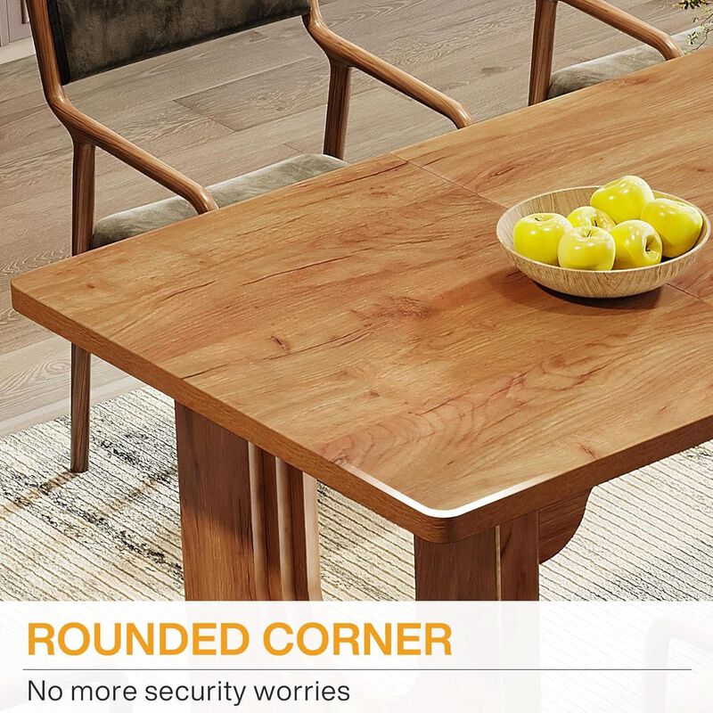 ShipItFurniture 71" Dining Table Rustic Brown Wood Pedestal image number 6