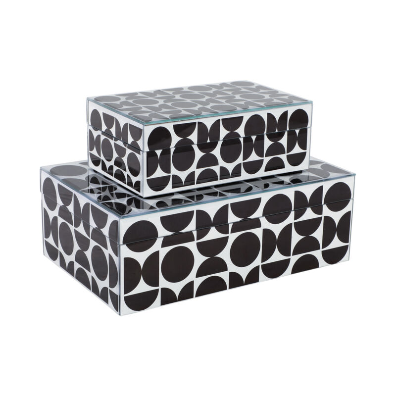 S/2 Modern Print Glass Boxes image number 4