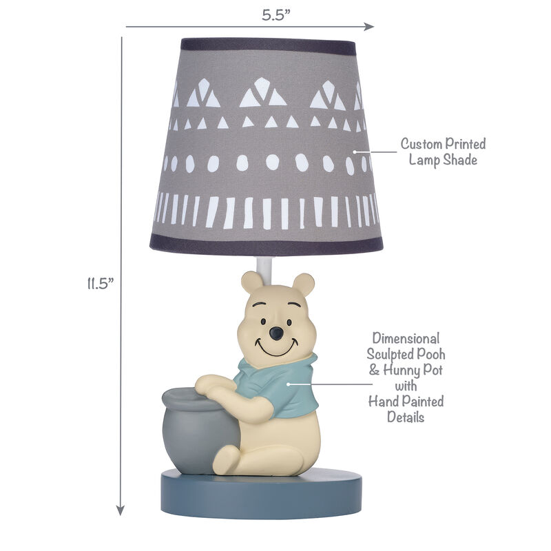 Lambs & Ivy Disney Baby Forever Pooh Gray Lamp with Shade & Bulb
