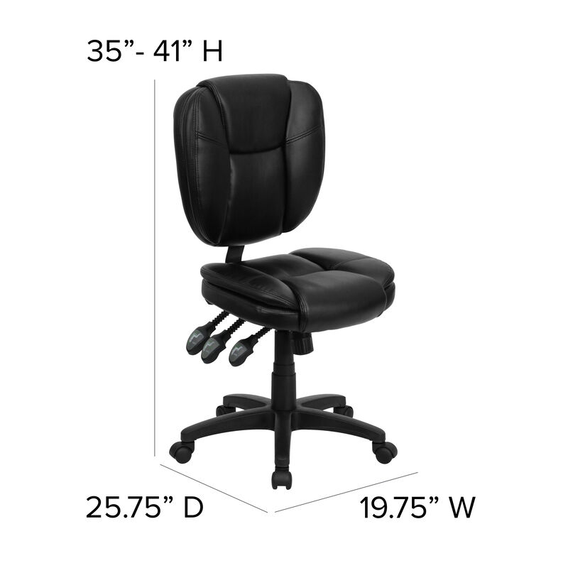 Caroline Mid-Back Fabric Multifunction Swivel Ergonomic Task Office Chair with Pillow Top Cushioning image number 4
