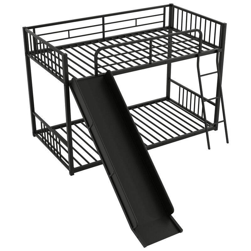 Whisen Metal Bunk Bed with Slide, Twin over Twin