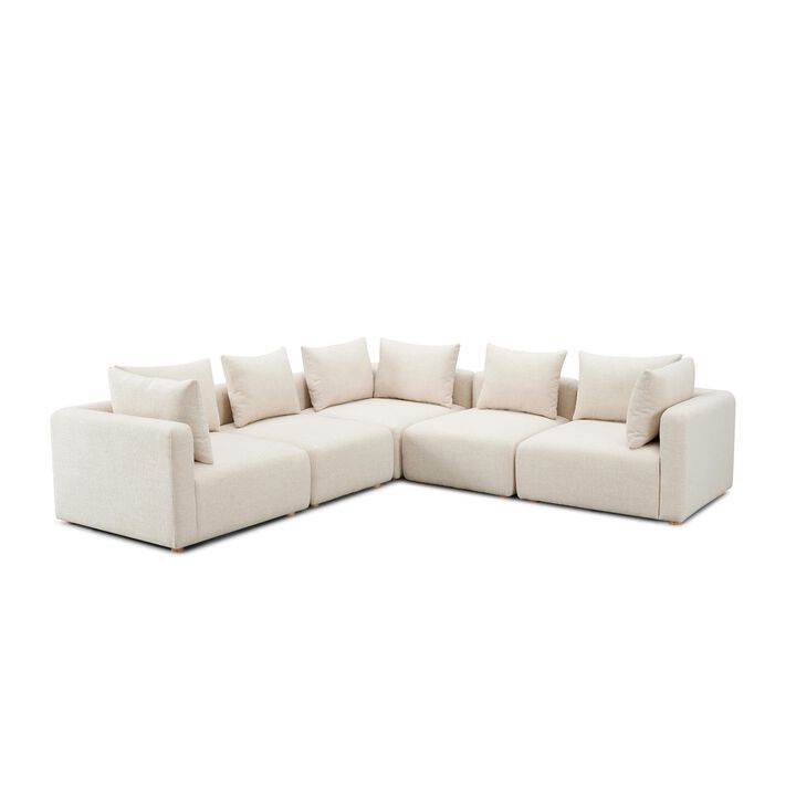 Hangover Heavy Textured Fabric 5-Piece Modular L-Sectional