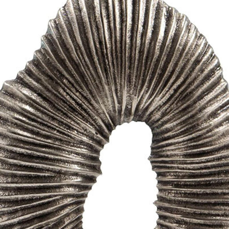 HomeRoots 17" Silver And White Aluminum And Marble Tabletop Sculpture image number 2