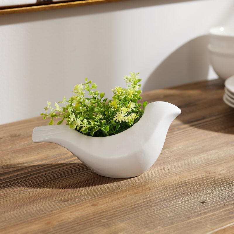 Set of 6 Ceramic Bird Planters for Indoor Plants or Decorative Display.