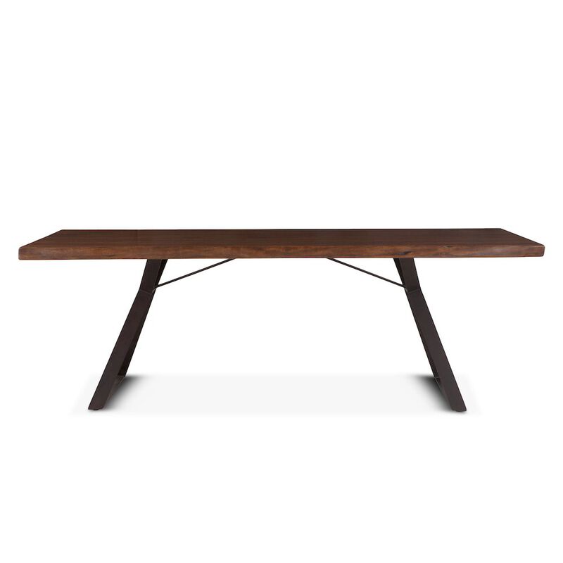 World Interiors Nottingham 80-Inch Acacia Wood Live Edge Dining Table in Walnut Finish image number 0