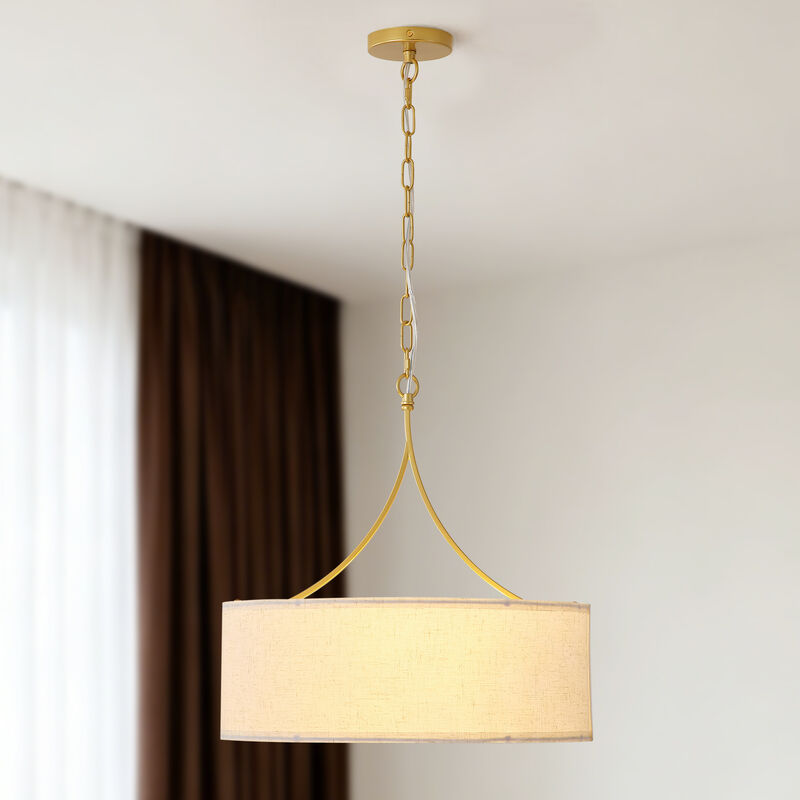 ELEMENT ACE Adjustable Height Drum Pendant Ceiling Light Fixture, Transitional Chandelier for Dining Room Over Table, Kitchen Island, Living Room Entryway image number 3