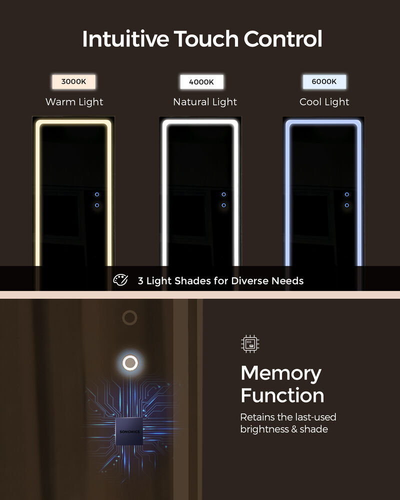 LED Mirror Jewelry Cabinet with Stand for Elegant and Functional Storage