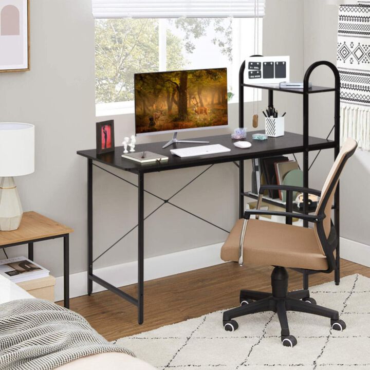 Hivvago Reversible Computer Desk Study Workstation Home Office 4-tier Bookshelf