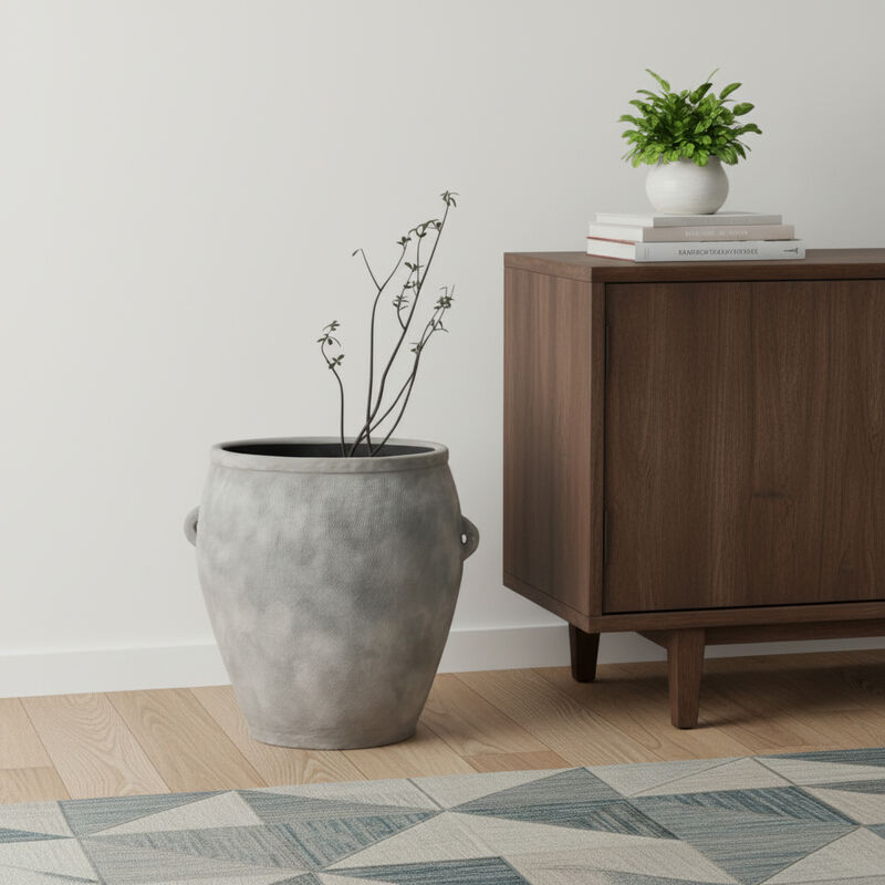 HomeRoots 24" Gray Ceramic Amphora Floor Vase image number 1