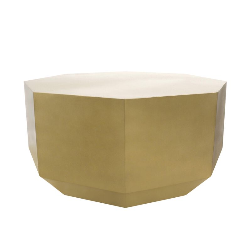 Pasargad Home Byzantine Octagon Shape Coffee Table, Brass