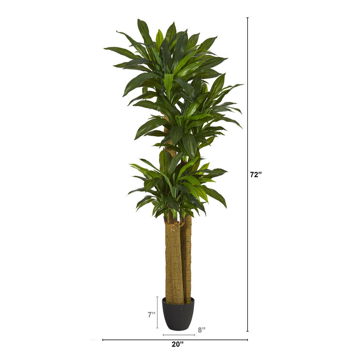 Hivvago 6' Corn Stalk Dracaena Artificial Plant (Real Touch)