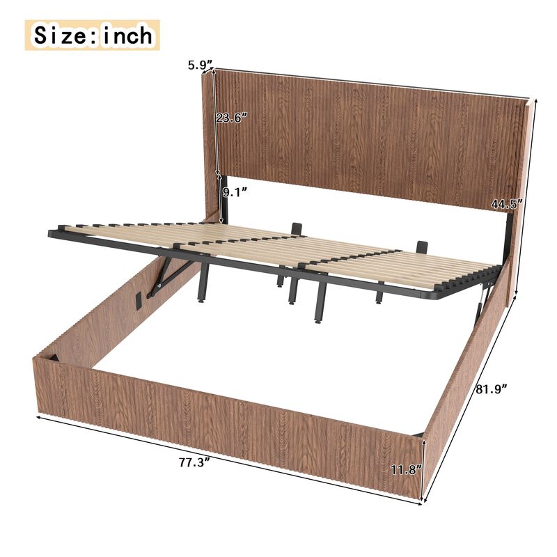 Cixt Fluted Lift Up Storage Bed Frame image number 9