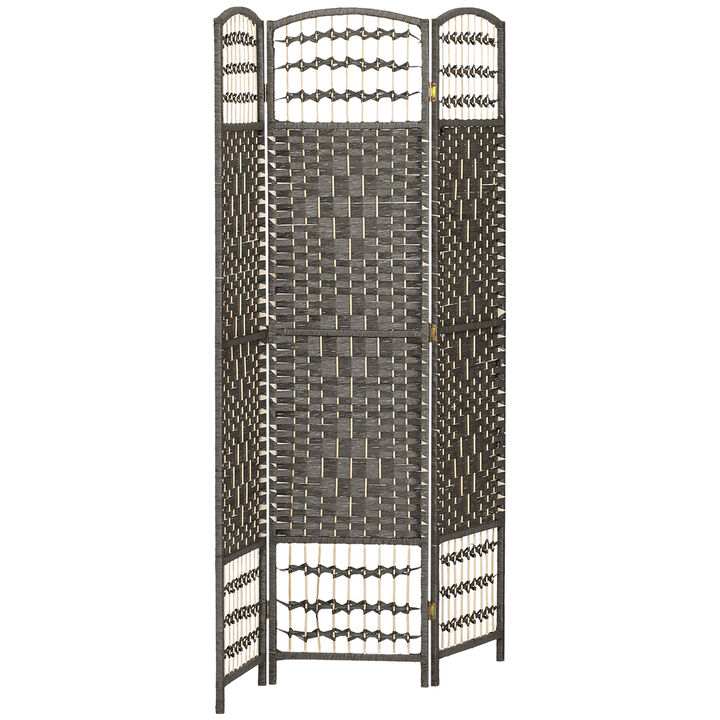 Hivvago 3-Panel Folding Room Divider with Wave Fiber Design