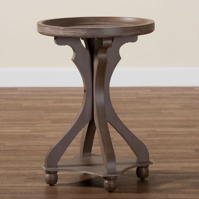 Baxton Studio Westlyn French Country Antique Brown Wood End Table