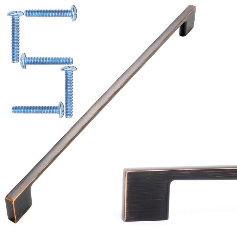 KOOFIZO Wide Foot Cabinet Bar Pull - Oil Rubbed Bronze Modern Solid Handle, 11.3 Inch/288mm Screw Spacing, Pack of 5 for Kitchen