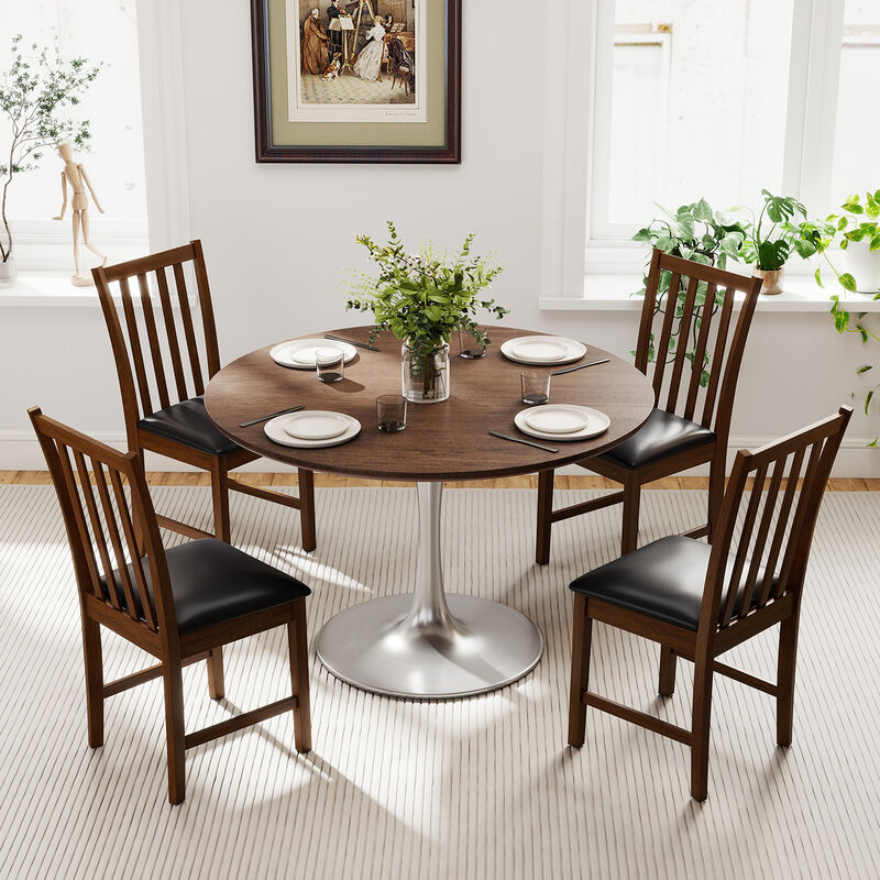 Set of 2 Wooden Dining Chairs with Solid Rubber Wood Frame and Padded Seat image number 5