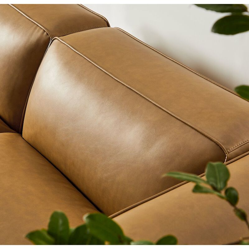 Auren 3-Piece Upholstered Vegan Leather Modular Loveseat with Ottoman image number 6