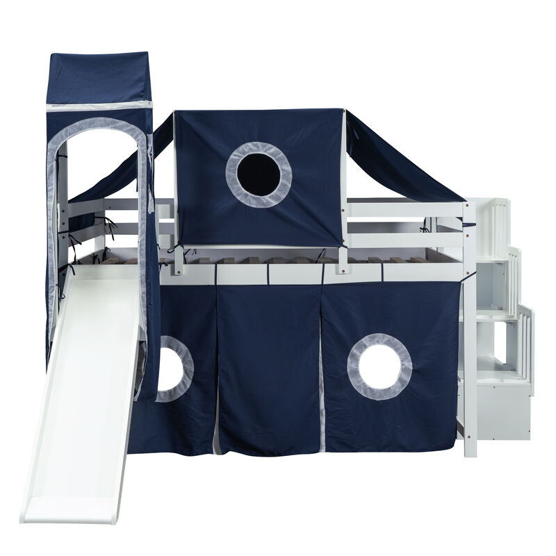 Merax Loft Bed with Tent and Tower