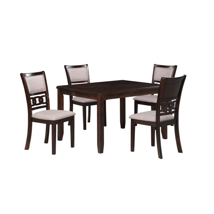 New Classic Furniture Gia 5-Piece 48 Wood Rectangular Dining Set with 4 Chairs in Cherry
