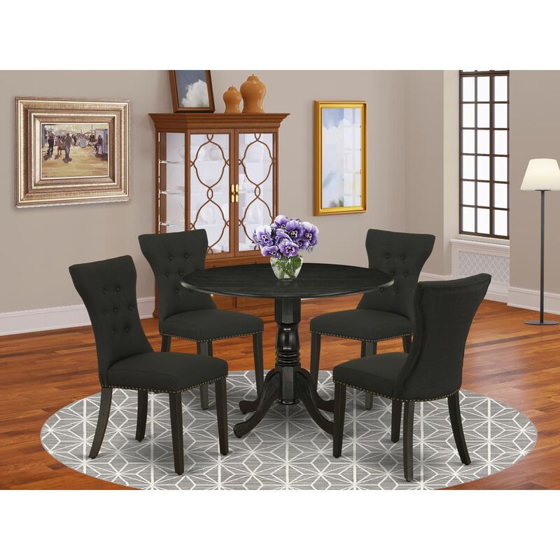East West Furniture Dining Room Set Wirebrushed Black