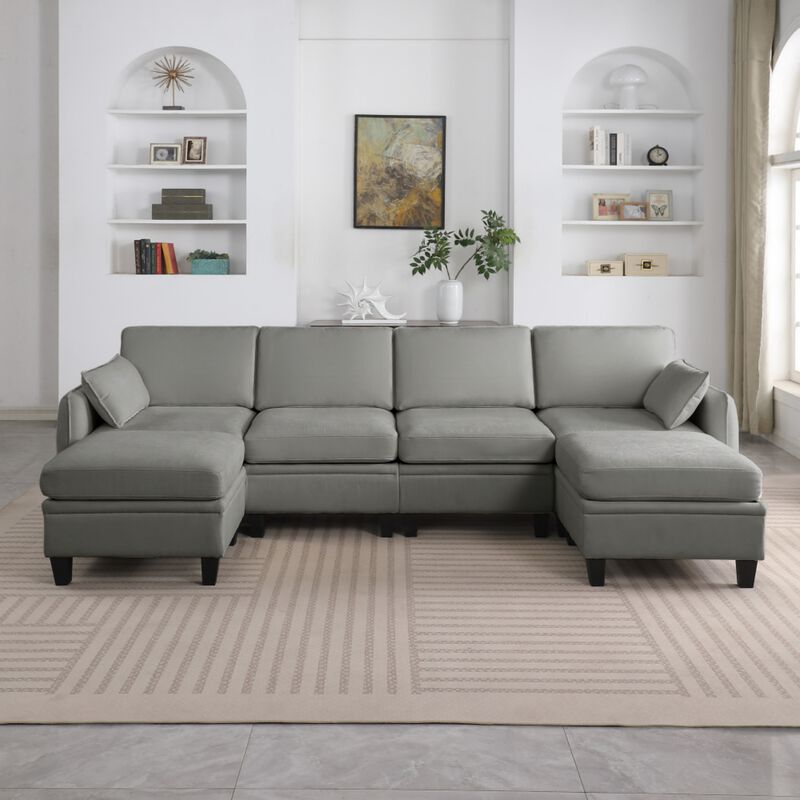 Degvex Chenille Modular U‑Shaped Sectional Sofa image number 2