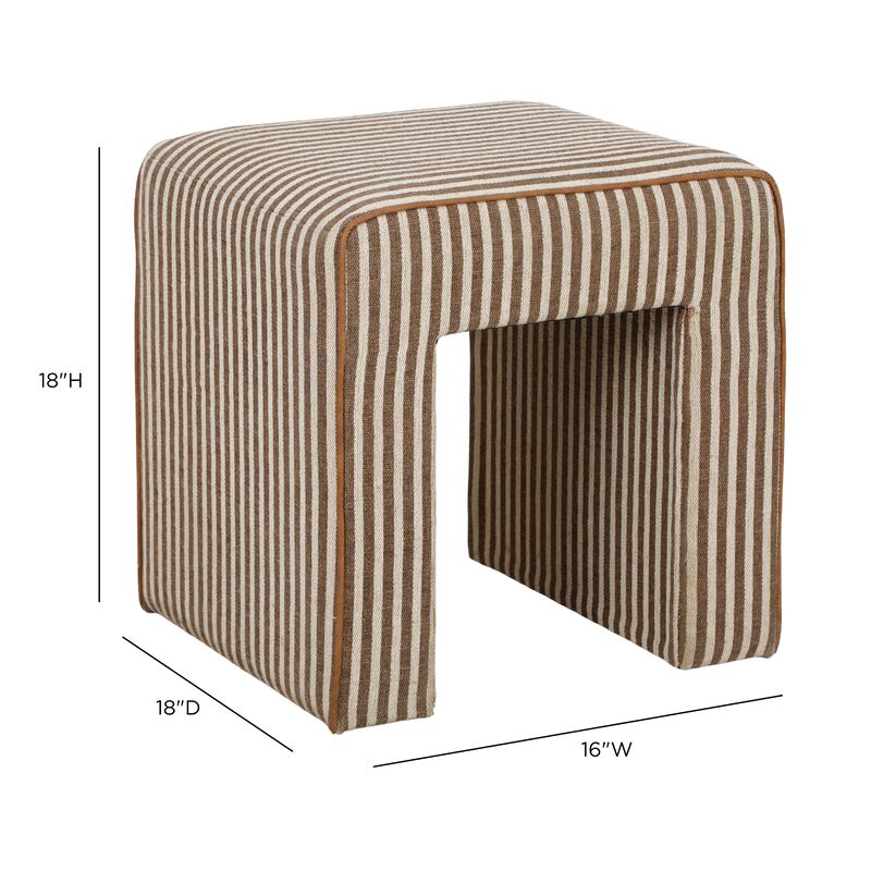 Byron Square Green Stripe Cotton Jute Ottoman image number 5
