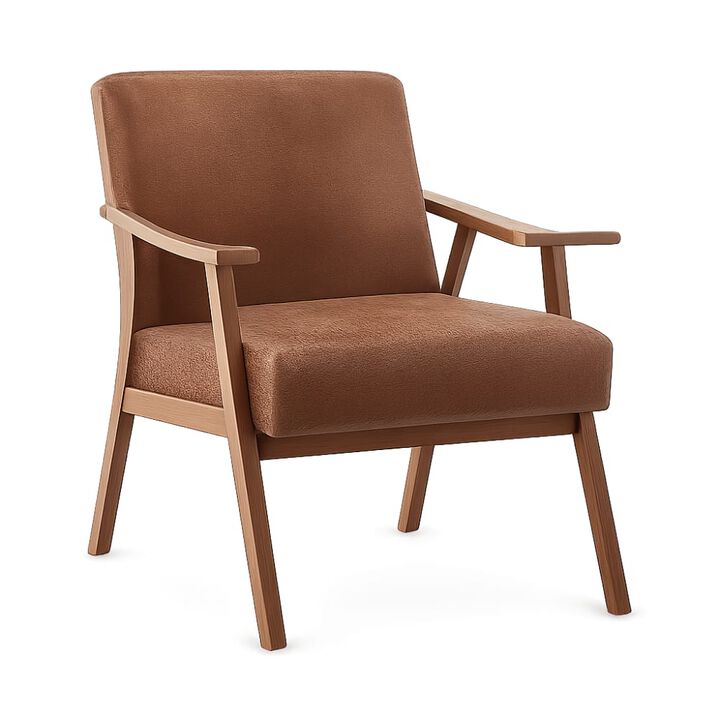 GOODSILO Mid-Century Modern Accent Chair, Wingback Lounge Chair with Thick Backrest for Living Room, Bedroom and Reading Spaces