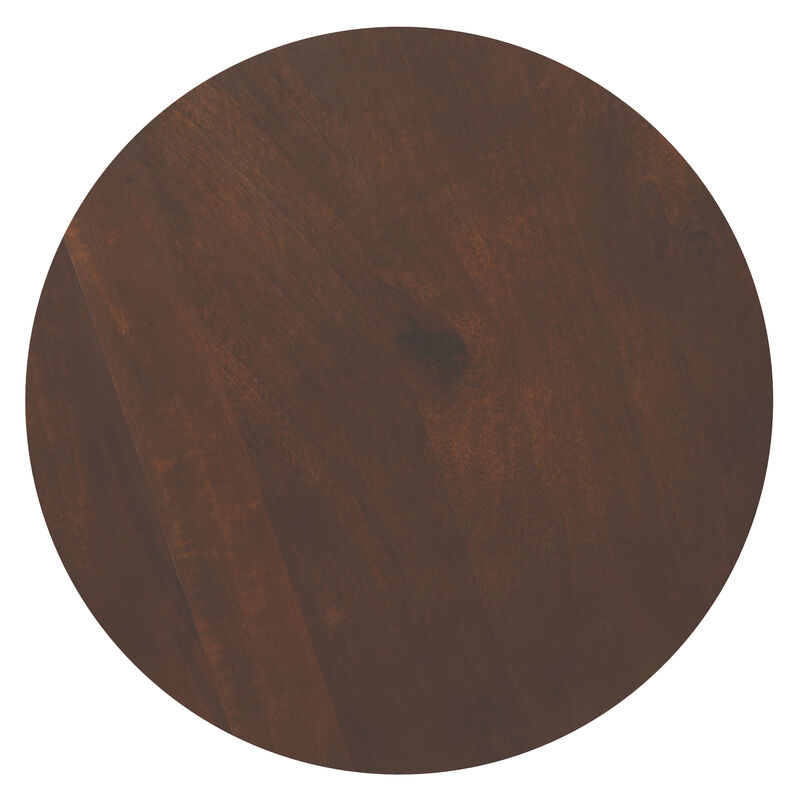 Winnie SOLID ACACIA WOOD 30 inch Wide Round Modern Coffee Table in Walnut, Fully Assembled