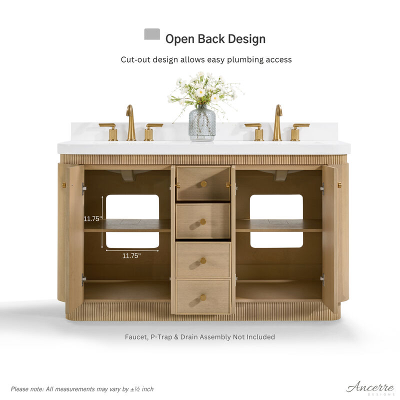 Aston 60 inch Bath Vanity Set in American Oak Finish with Alpine White Quartz Top image number 7