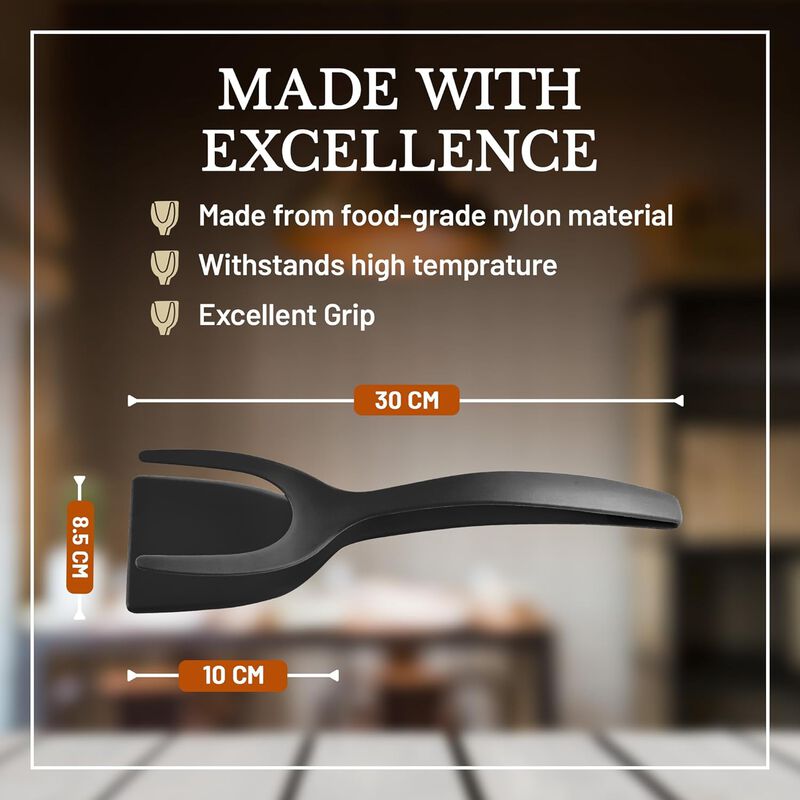 2 in 1 Grip and Flip Spatula Tongs Egg Flipper Tong image number 3