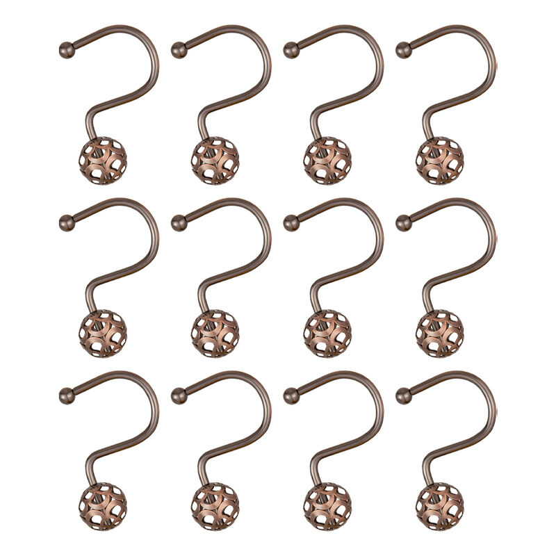 12-Piece Resistant Metal Shower Curtain Hooks with Hollow Ball Design image number 4