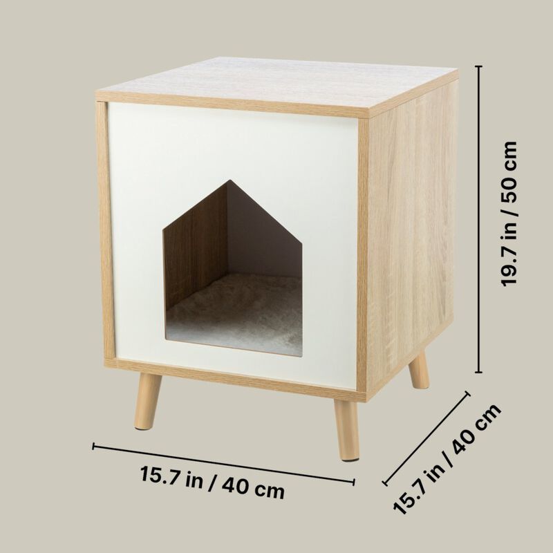 TRIXIE Isa Indoor Wooden Cat Condo, Modern Cat Bed Side Table with Cozy Cushion image number 3