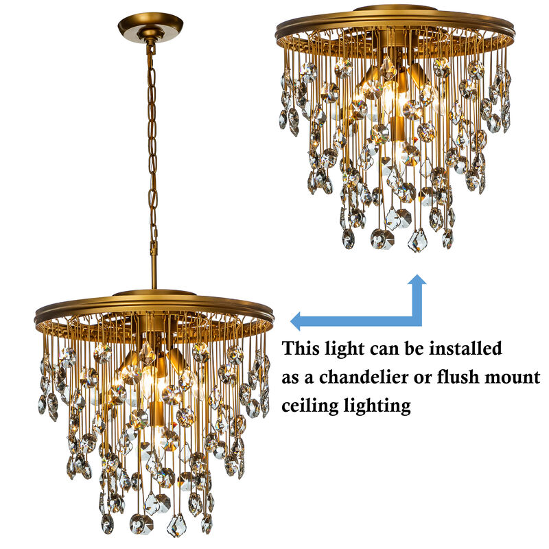 Mid-Century Modern Round Tiered Crystal Chandelier image number 5
