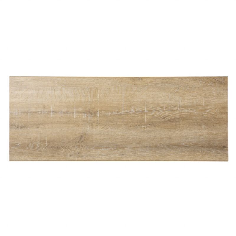 HomeRoots 42" Natural Wood Floor Shelf Console Table With Two Shelves image number 2