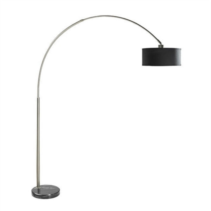 Modern Arch Floor Lamp with Drum Shade and Marble Base