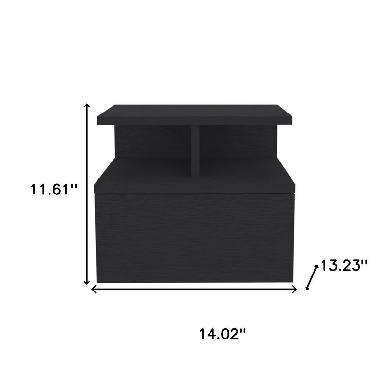 HomeRoots 14" Black Wood One Drawer Floating Nightstand image number 5