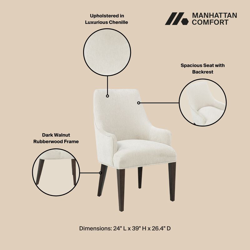 Beever White Dining Armchair
