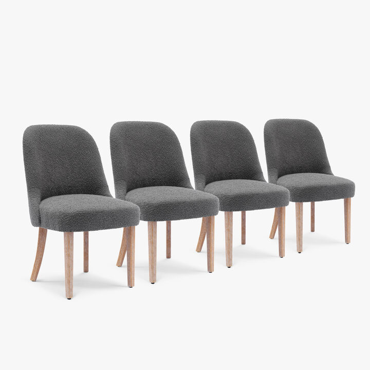 WestinTrends Mid-Century Modern Upholstered Boucle Dining Chair (Set of 4)