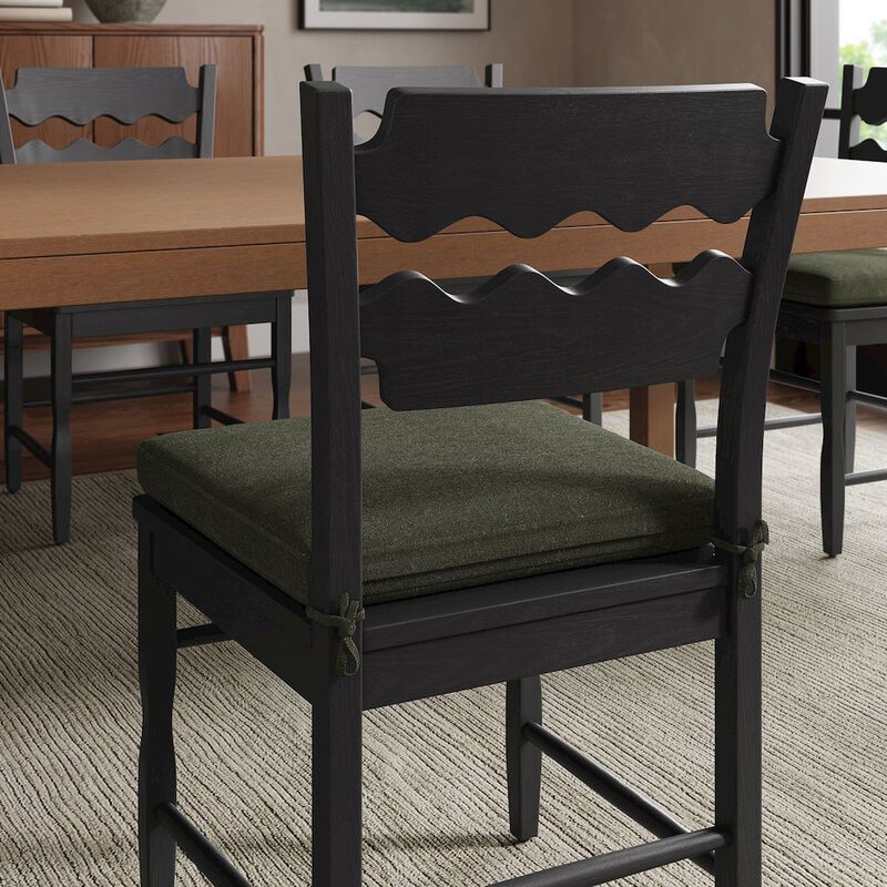 Jax Oak Wood Dining Chair With Wavy Razor Back and Cushion image number 9