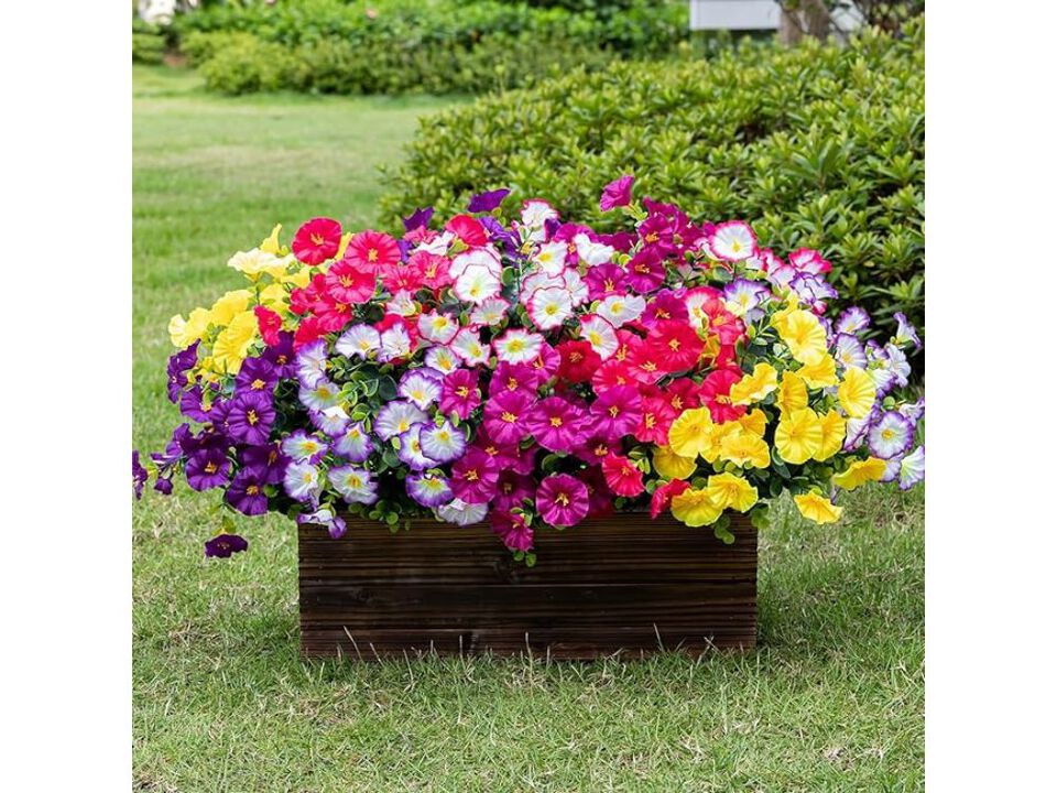 12 Bundle Artificial Morning Glory Flowers UV Resistant Outdoor Garden Porch