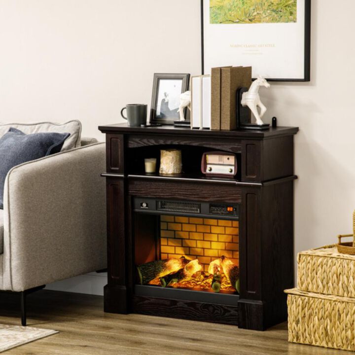 Electric fireplace heater with realistic flames and adjustable heat for cozy rooms