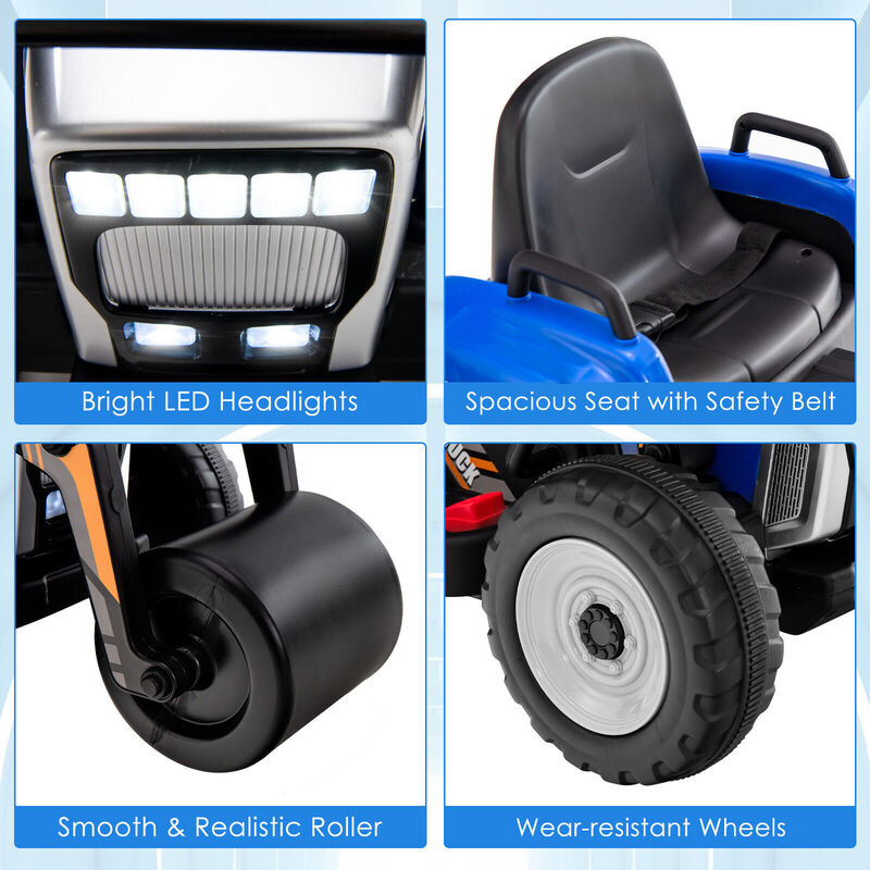 Kids 12V Ride On Construction Road Roller with 2.4G Remote and Sounds image number 6