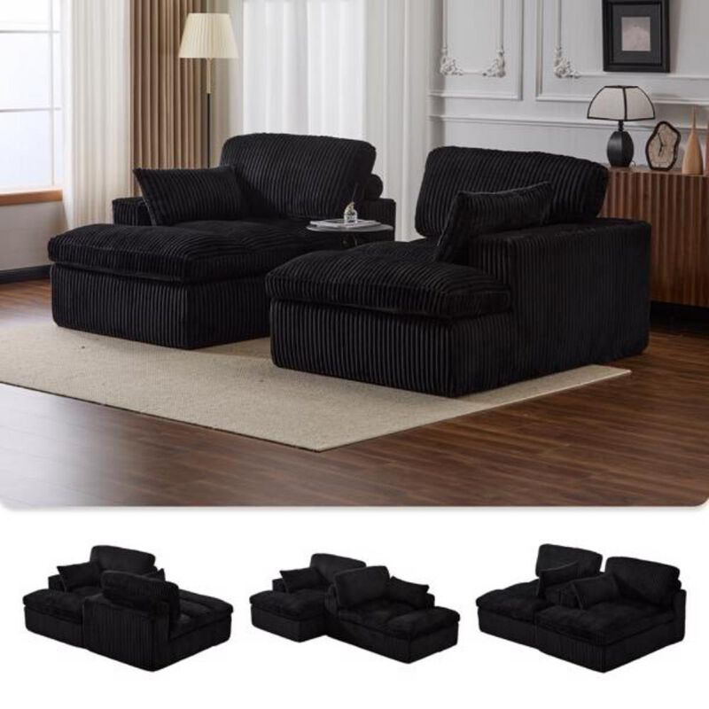 Oversized Double Chaise Lounge Sofa Bed with Deep Seat and Plush Upholstery image number 5