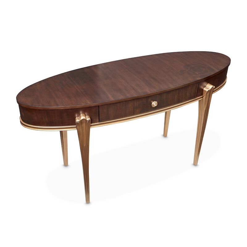 Michael Amini Camellia Field Vanity Desk - Warm Pecan