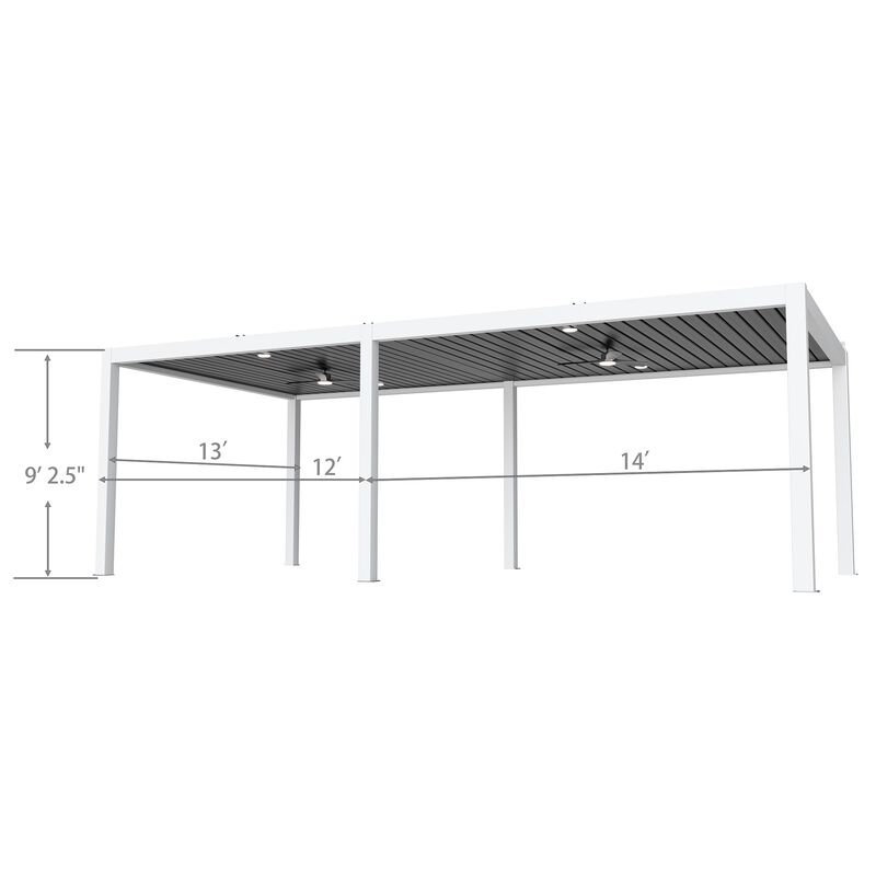 Mondawe 13x26ft Solar Premium Pergola W/Intelligent Remote,Auto-Adjusting Louvers&Concealed Drainage image number 1