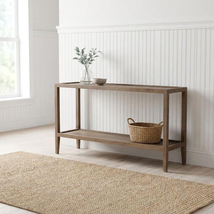 Lowell Oak Wood Console Table with Natural Grain Finish
